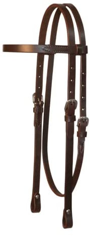 Tack Shack of Ocala - Reinsman Circle Y Leichter klassischer glatter Stirnband-Headstall, Westernhalfter, Zaumzeug, Headstall, Lederhalfter, Westernhalfter, Halfter für Pferde (Walnuss)