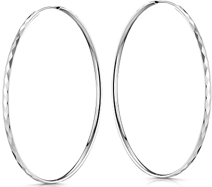 SILBERKETTEN STORE DEIN SCHMUCK ONLINE SHOP Creolen Breite 80mm mit Schliff | echt 925 Silber | Damen Ohrschmuck nickelfrei