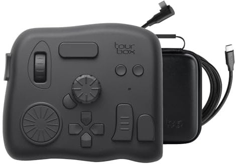 TourBox Elite, Bluetooth Editing Controller für Foto Video Ilustration, Makro Tastatur für Grafiktablett, MacOS/Windows, Photoshop Lightroom Premiere Programmierbar Keyboard, Schwarz