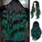 Beweig Long cheveux bouclés ondulés Ombre noir vert perruque synthétique naturel milieu Cosplay vêtements cheveux perruques femmes