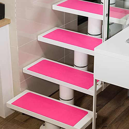 LTL 10 Stück rutschfeste Treppenstufen, Nicht Gewebte Einfarbige Treppenbodenmatte, Kleberfreie Selbstklebende Stufenmatte Für Zuhause, Waschbar Wiederverwendbar,Rose,75 * 22.5cm