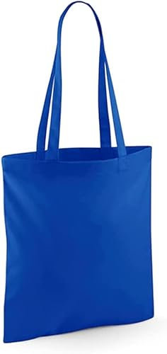 Wonky Line Hochwertige Baumwoll Tragetasche, umweltfreundliche Einkaufstasche, 100% Baumwollleinen, wiederverwendbare Lebensmitteltasche, extra starker langer Griff, doppelt genäht (Blau)