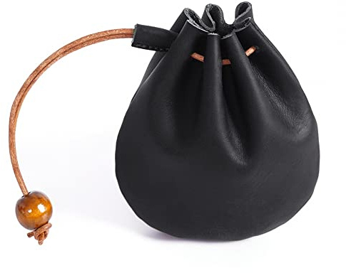DONGKER Sac a Main Cordon Vintage,Sac a Cordon en Cuir Pochette a Monnaie pour Homme Femme Articles de Centre Commercial Carte Bancaire D'identité
