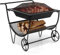 GYMAX Chimenea con Ruedas, Estufa de Leña para Terraza con Estante de Almacenamiento, Bandeja de Fuego para Exteriores, Estante Portátil para Leña para Hogueras, Camping y Picnic, Negro