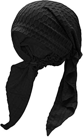 ZLYC Damen Chemo Turban Mütze Vorgebundenes Kopftuch Headwraps Leichte Hut(Waffel Schwarz)