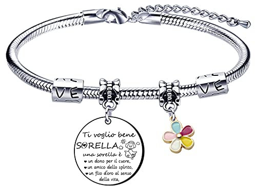 Lumengqi Regalo Sorella Bracciale In Argento ti voglio bene una sorella e un dono per il cuore,un amico dello spirito.un filo d'oro al senso della vlta per Amiche