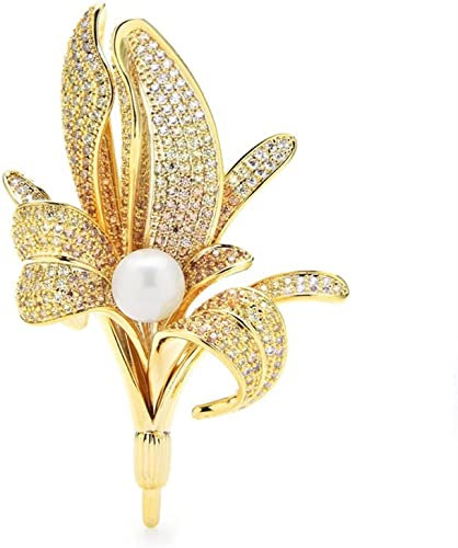 ZEDARO brosche broscher f?r kvinnor Damen Elegant Sparkle Kristall Perle Lilie Blume Brosche Hochzeitsfest Brosche Blumenform Brosche Damen Mode Accessoires Libelle Broschen
