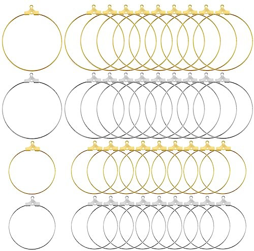 DIVINA VITAE Runde Ohrring Rohlinge 40 Stück Ohrring Hoop Ohrringe Selber Machen Set Ohrringe Basteln Zubehör Silber Gold DIY Ohrringe Zubehör für DIY Ohrringe Schmuckherstellung