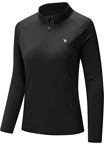 donhobo T-Shirt Damen Laufshirt Sportshirt Langarm Leicht Atmungsaktiv Schnelltrocknend Trainingsshirt Sweatshirt für Yoga Fitness (Schwarz, S)