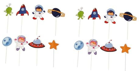Abaodam 96pièces Décorations De Gâteau Astronaute pour Fête Thème Espace Cupcake Toppers pour Anniversaire Shower Et Événements Spéciaux