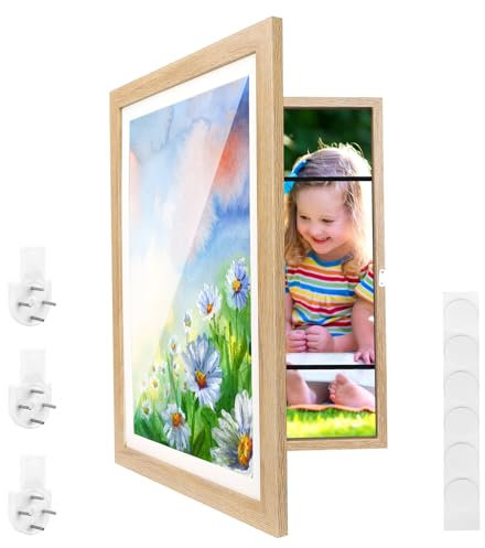 Bilderrahmen Kinderzeichnungen A3 Set, 34X46cm A3 Frontöffnung Bilderrahmen Aufklappbar, A3 Kunstfoto Rahmen Kinder Kunst Bilderrahmen für Kinderzeichnungen, Schule, Kunstprojekte, Büro, Zuhause(A3-3)