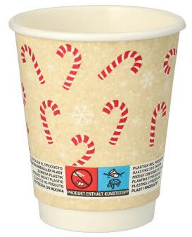 PAPSTAR Lot de 500 gobelets en carton pour boissons chaudes - 0,2 l - « Candy Canes » - Double paroi - Vin chaud