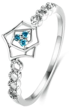 Ayoiow Ring 18K Weißgold Polygon Verlobungsringe Frauen