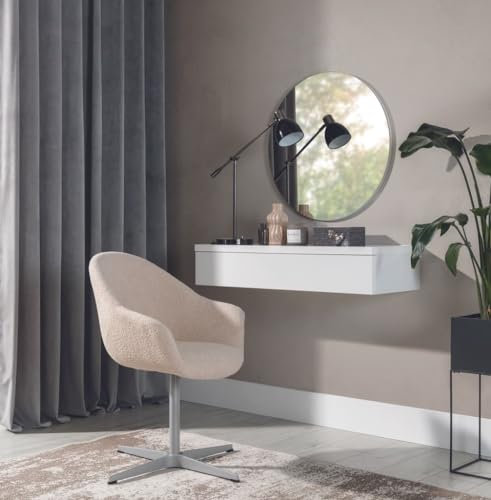 Arthauss Navene White Gloss Floating Dressing Table - Sleek & Modern Design with Spacious Storage, 100cm