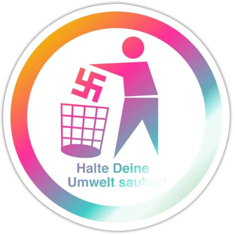 Spreadshirt Halte Deine Umwelt Sauber Gegen Rechts FCK NZS Rainbow Sticker, max. 10x10 cm, 10 x 10 cm, Weiß glänzend