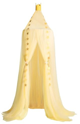 Odot Betthimmel Babybett Mädchen Jungen Himmelbett Vorhänge Kinder Baldachin Kinderzimmer Rund Hängende Princess Moskitonetz für Schlafzimmer Babyzimmer Dekoration (dunkelgelb,7#(Dünn))