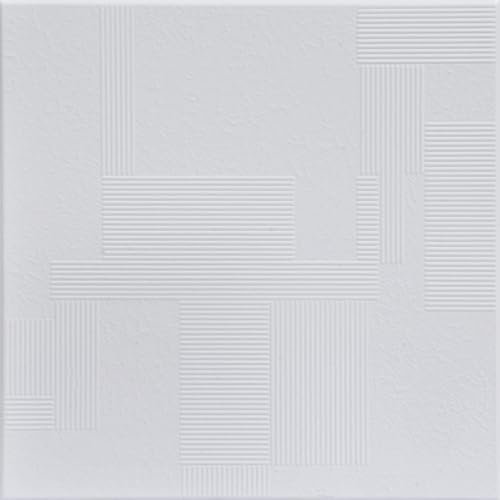 A La Maison Ceilings R187 Vectors Foam Glue-up Ceiling Tile (384 sq. ft./Case), Pack of 144, Ultra Pure White - Satin (Behr)