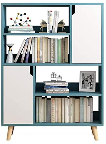IRYZE Bücherregal Bücherschrank Creative Bookshelf Art Assembly Abnehmbares Balkon-Bücherregal-Regal Multifunktions-Bücherregal Für Wohnzimmer Home Office Büroregal Aktenschran (Color : Blue)