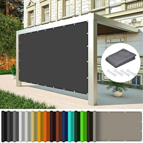 Sonnensegel Nach Maß mit Ösen 120 x 200 cm Garten Outdoor Sonnensegel 95% UV Schutz PES Polyester Reißfest Wetterfest für Balkon, Pool, Garten Sonnensegel, Dunkelgrau