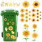 Litinliv 5 Sheets Wheelie Bin Stickers Flowers,Self Adhesive Sunflower Dustbin Sticker Butterfly Bin Sticker,Vinyl House Decorative Stickers Waterproof Wheelie Bin Labels Sunflower Stickers for Bins