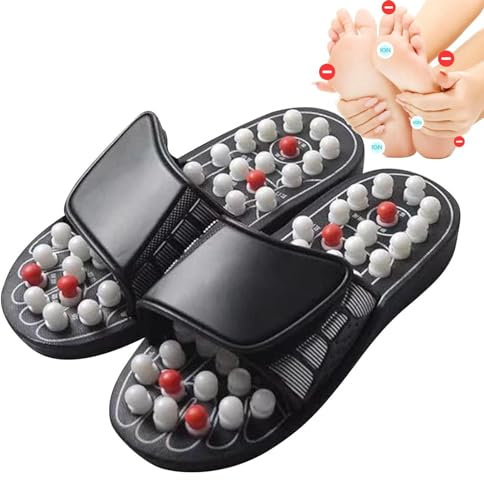 Reflexzonenpantoffeln, Akupressure Sandalen mit verstellbaren Riemen, Akupunkt Fußmassage Slippe, Anti-Rutsch Indoor Massage Schuhe, für Damen und Herren