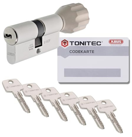 ToniTec Zylinderschloss TEC440 by ABUS Schließzylinder gleichschließend als Knaufzylinder Größe 50/35K mit Codecard