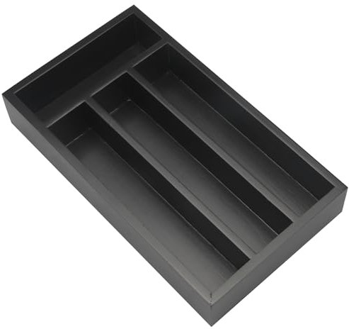 Ayiaren Besteckkasten aus Holz, kleiner Küchenutensilienhalter für Schublade, schmal, Besteck-Organizer, Trennwand, schwarzes Bestecktablett, Bambus-Utensilien-Organizer, Löffel und Gabelhalter