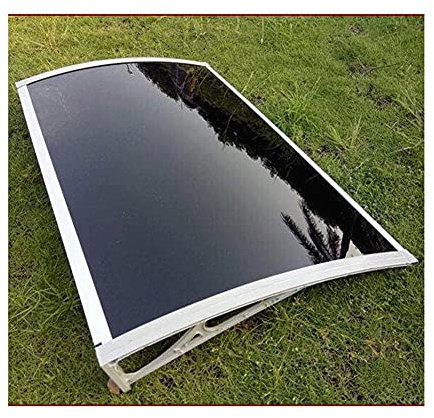 Outdoor Terrassenüberdachung Markise Vorzelt mit Echtglasabdeckung Schwarz 80 x 100 cm