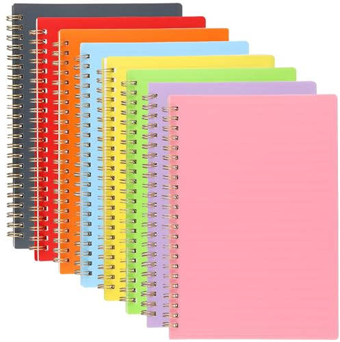 YIXNSW 8 Stück A5 Notizbuch, 60 Blätter/120 Seiten pro Buch, Hardcover Buntes Spiral Notizblock, A5 Ruled Liniertes Notizbücher für Tagebuch, Journal, Notizen und Malerei