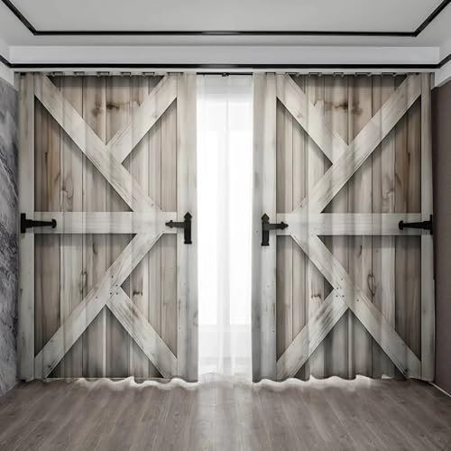 HNYDM Verdunkelungsvorhänge für Schlafzimmer, 2 Paneele, Heimdekor-Vorhänge, Retro-Holztürvorhänge für Küchen, Cafés, Zimmer, Balkon WxH/2x70x190cm vorhänge Blickdicht