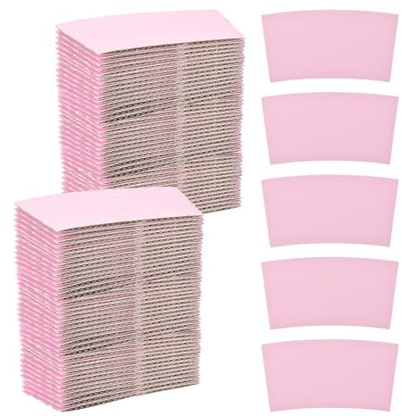 sourcing map 100pcs Disposable Coffee Cup Sleeves, Cardboard Cup Sleeves for Paper Cups Insulation Hand Protection, Hot Drink Holder for Home Office Use Pink