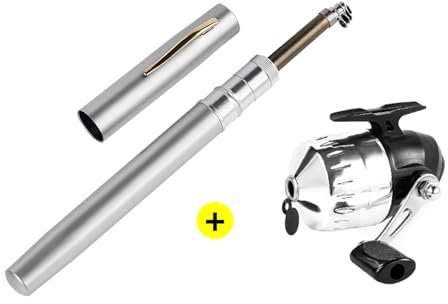 YIWEOG Taschen-Teleskop-Angelrute in Mini-Stiftform mit Rolle, Ausziehbare Angelrute Zum Angeln Vom Boot aus, Kompakt und Leicht, Ideal für und Familienzeit überall (1m)