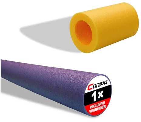 Conipa® - 1 Stück Schwimmnudel (160 x 7 cm) Kinder & Erwachsene INKL. 1 x Loch-VERBINDER (Schaumstoff) - Poolnudel Set ab 3-10 Jahre (Made IN Europe) - Pool Wassernudel (1 x Blau + 1 x Verbinder)