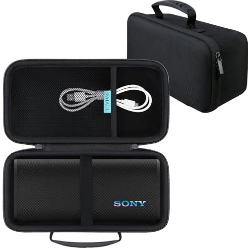 RAIALL Hard Travel Case for Sony ULT Field 3 Wireless Portable Bluetooth Speaker, Sony ULT Field 3 Protective Carrying Storage Bag, Extra Mesh Pocket for Shoulder Strap and USB Cable, Black