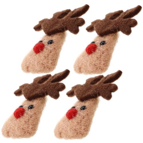 TIDTALEO 4stücke Teiliges Weihnachtselch-köpfe Dekorationen Elch-köpfe Ornamente Aus Wollfilz Kreative Bastelideen Für Weihnachtsbaum Und Festliche Anlässe