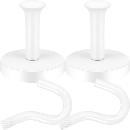 Neosmuk Magnetic Coat Hook,170lb Strong Extra Heavy Duty Magnet Hooks,Magnetic Wreath Hanger/Holder for Metal Doors,Purse,Towel,Stocking,Cruise Cabin,White,2 Pack