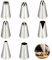 8 Douille Pâtisserie Grande Inox Professionnelle, Douilles à Pâtisserie, Embouts Décoratifs Gâteaux, Kit Douilles Cannelée Cupcake pour Crème, Chantilly, Choux, Biscuits (1A/1M/2D/2F/580/R6/108E/6B)
