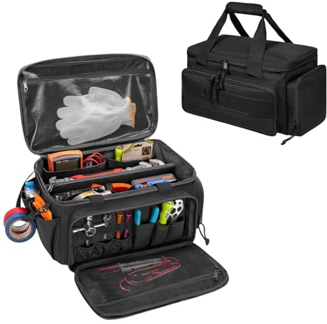 BEIYUANYA Portable Tool Bag, Tool Bag with Multiple Pockets for Men, Electricians Tool Organizer Storage with Anti-friction and Thick for Repairman, Electrician, Carpenters