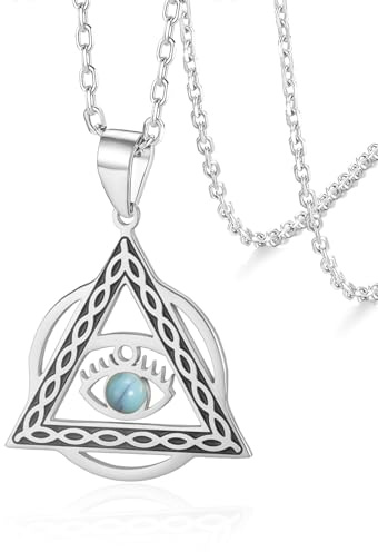 VASSAGO Evil Eye Halskette für Damen und Herren Edelstahl, alle sehenden Augen Dreieck-Anhänger Schutz antikes mystisches Symbol Amulett Schmuck