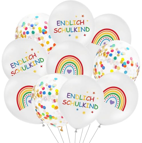 24 Stk Luftballons Einschulung Deko Weiß, Schulanfang Deko Einschulung Mädchen Junge, Endlich Schulkind Luftballon Schulanfang 2026, Schulkind Ballon für Einschulungsfeier, Schuleinführung Party Deko