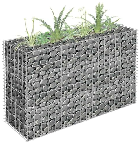 HaoChrymec Gabionen-Hochbeet with Verzinkter Stahl, Robuste Konstruktion, Gabionenkörbe, Pflanzkasten Outdoor, Hochbeet Verzinkt, Hochbeete für Garten, 90×30×60 cm