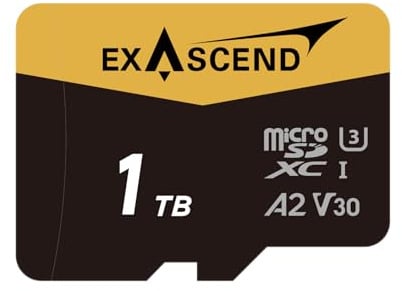 Exascend Catalyst Carte microSD 1 to (UHS-I, V30) – Carte mémoire extrêmement puissante pour vidéo 4K, Drones, caméras d'action et appareils Mobiles, capacité maximale et Haute fiabilité