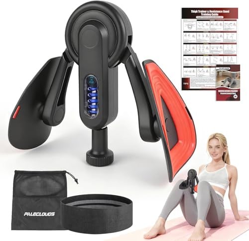 Oberschenkeltrainer, 10-100 lbs Beintrainer für Zuhause mit Widerstandsbändern & Trainingsposter, Multifunktionaler Beckenbodentrainer für Frauen & Männer, Adduktoren & Abduktoren Trainingsgerät