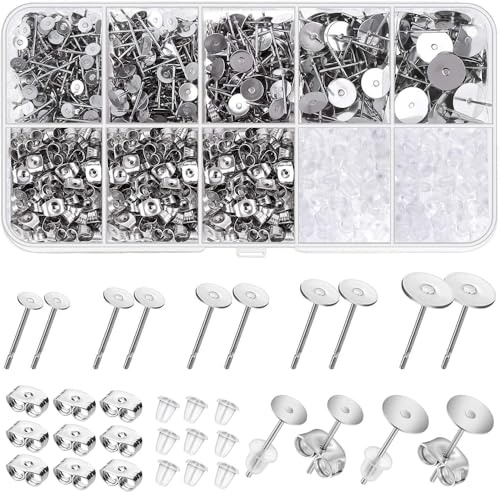 Aieraczy 1710 Stück Ohrringe Selber Machen Set, Ohrringe Basteln DIY Zubehör, Schmuck Selber Machen Set, ohrstecker rohlinge, Jewelry Making Kit für Ohrringherstellung, Reparatur