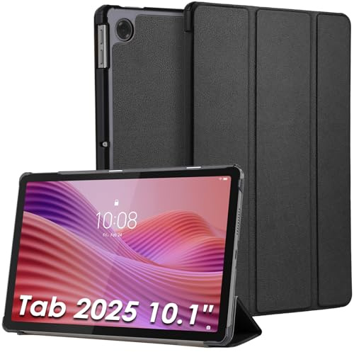 Bighan Coque Compatible avec Lenovo Tab 2025 10.1 Noir, Étui de Protection Fin avec Support Automatique/Veille Tablette éTui