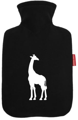Huuraa Wärmflasche Giraffe Silhouette Geschenk | Veloursbezug Geschenkidee mit Motiv Auslaufsicher mit waschbarem Bezug
