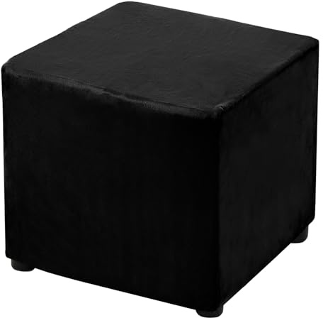 QUARKZMAN 1 STK Ottomane Schonbezug für Länge 33-45.7cm Hocker Schwarz | Hockerbezug, Hussen für Fußhocker, Stretch Bezug Waschbar Ottomane Abdeckung Überzug Hocker Protector