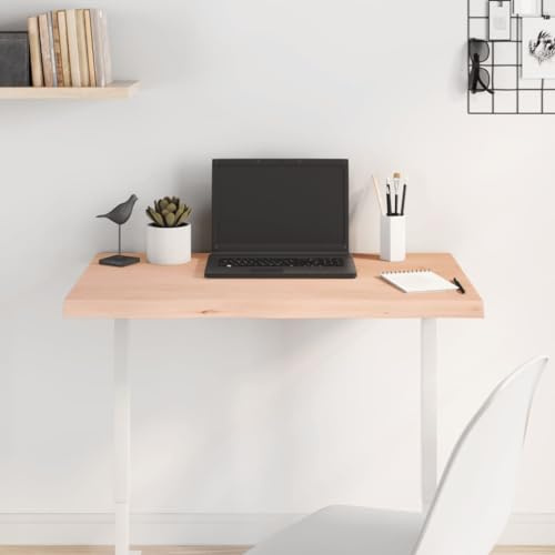 Mandloder Tischplatte 80x50 cm Massivholz Eiche Unbehandelt, Naturkante, DIY-Ersatz für Schreibtisch, Restaurant, 32 kg Belastbarkeit, langlebig