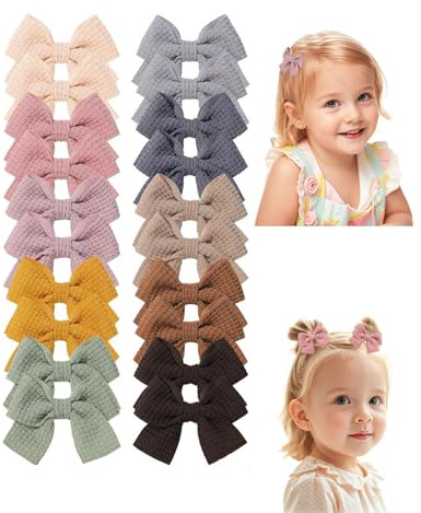 DAFNE 20 Pezzi Mollette Capelli Neonata Piccolo 7 cm Fermagli per Capelli per Bambini, Antiscivolo Fiocchi Capelli per Bambina
