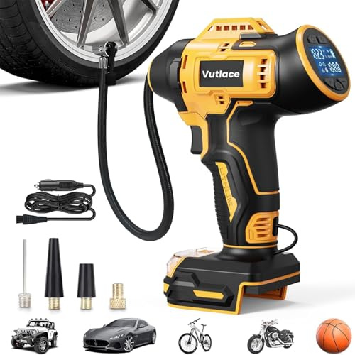 Tire Inflator Portable Air Compressor for DeWalt 18V/20V Max Battery, 160PSI Portable Handheld Air Pump with Digital Pressure Gauge & LED Light for Cars Motorcycles Bikes Sport Balls(Not Battery)
